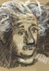 Albert Einstein (1959), charcoal and watercolor drawing by Alexander Dobkin