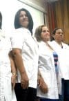 Healthcare workers celebrating in Cuba