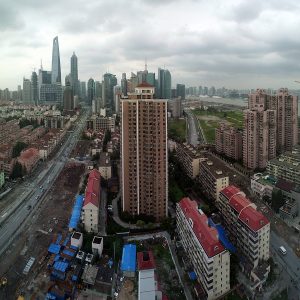 Panoramic view at Shanghai Pudong from the Eton Hotel