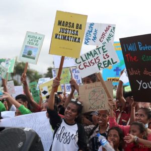 First climate demonstration in East Timor, in front of the government palace
