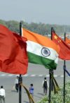 Indian and Chinese national flags flutter side by side at the Raisina hills in New Delhi, India, in this file photo