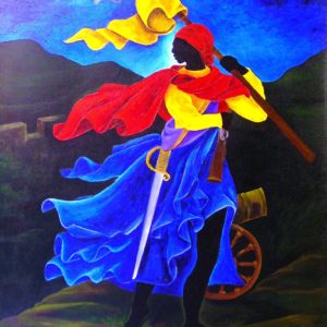 Marie Jeanne Lamartiniere, the Haitian revolutionary who fought at Crête-à-Pierrot in 1802. Painting by Patricia Brintle (2012)