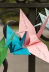 50 Paper Cranes of Peace with the names of the victims