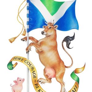 The vegan flag coat of arms