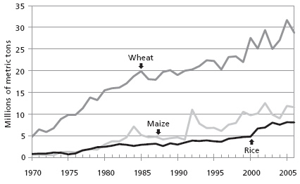Chart 2: Grain imports to Africa 1970-2006